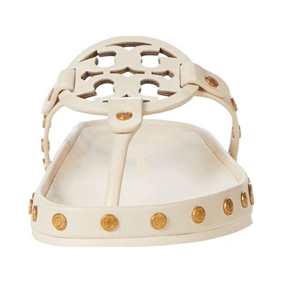 Tory Burch Miller  LAST ONES!  Cloud Coin Thong Sandals New Cream Ivory Leather - Picture 6 of 11
